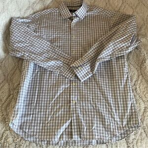 Hart Schaffner Marx Button Down Shirt Men’s Large Gingham Gray Grey White